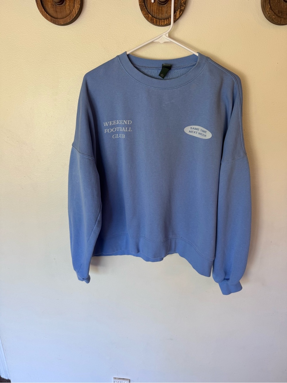 wild fable Light Blue oversized weekend football club Graphic Sweatshirt small